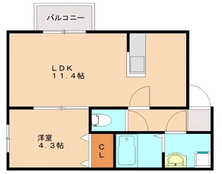 クレオン姪浜壱番館【302号室】の間取り
