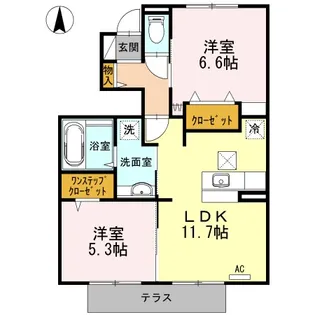 パルトネール伊都Ⅲ B棟【102号室】の間取り