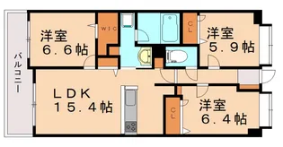 カルシア姪浜リオルト【206号室】の間取り