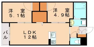 フェリスタ前原中央Ⅱ【103号室】の間取り