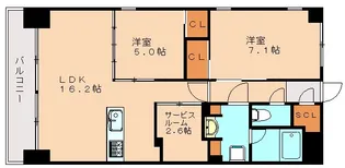 リバティベル百道【402号室】の間取り