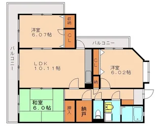 シャルマン室見【402号室】の間取り
