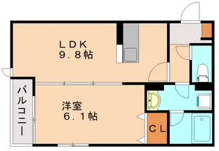 メゾンクレール伊都【1階】の間取り