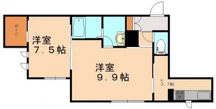 メルヴェイユ次郎丸Ⅱ【102号室】の間取り