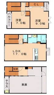 カーサ・デ・カゲ・コルデラA【A2号室】の間取り