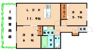 シャーメゾン湊B【102号室】の間取り