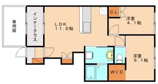 リカーウェルヒルズ【102号室】の間取り