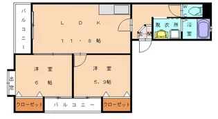エスポワール若狭Ⅱ【105号室】の間取り