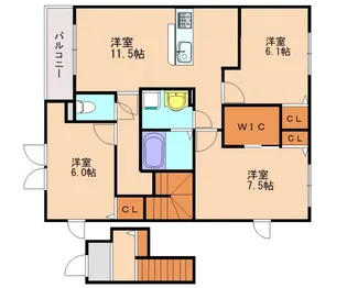 サンシャイン三苫ⅤB【203号室】の間取り