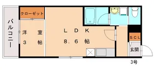 ラ・ペーシュ福工大前【103号室】の間取り