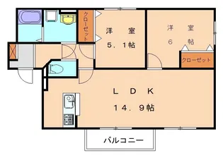オレンジヒルⅢ【A102号室】の間取り