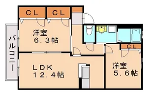 2LDKの間取り画像