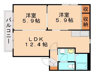 2LDKの間取り画像