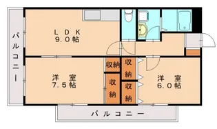 クレセント下大利【201号室】の間取り