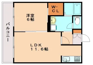 ベレオ東大利【102号室】の間取り