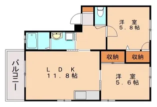 エクセラン国分Ⅱ C棟【102号室】の間取り