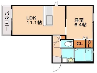 シャーメゾン朱雀【102号室】の間取り