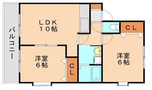 ハッピーエステート雑餉隈B棟【1階】の間取り
