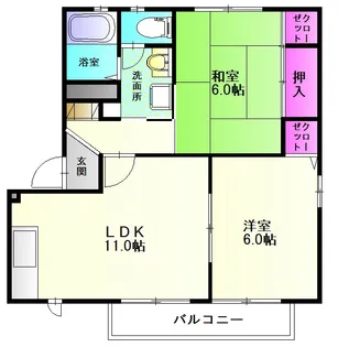 グラシアフィス春日原D棟【201号室】の間取り