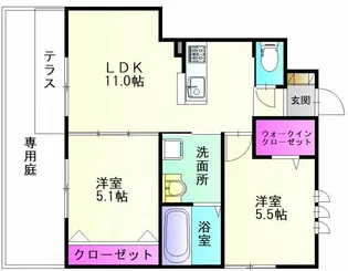 パーシモン先の角【1階】の間取り