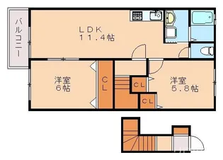 福岡県宗像市深田【アパート】の間取り