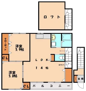 福岡県宗像市三郎丸5丁目【アパート】の間取り