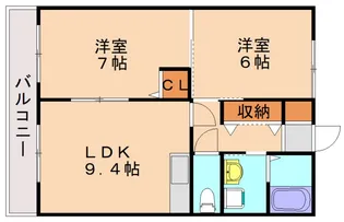 スクールビュー赤間【2階】の間取り