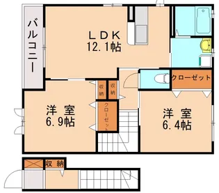 パンセレイノンB【2階】の間取り