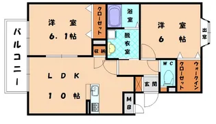 福岡県福津市宮司浜2丁目【アパート】の間取り