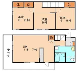 福岡県宗像市三郎丸5丁目【アパート】の間取り