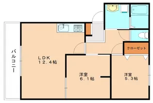 福岡県宮若市鶴田【アパート】の間取り