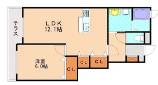 Mステージ天神Ⅱ【1階】の間取り