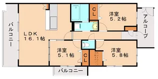 ヴァン・ヴェールⅡ【401号室】の間取り
