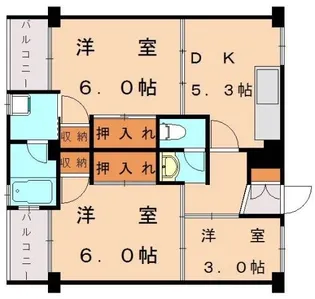 ビレッジハウス古賀 【3-209号室】の間取り