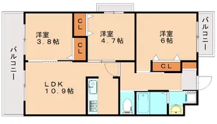 福岡県福津市花見の里3丁目【マンション】の間取り