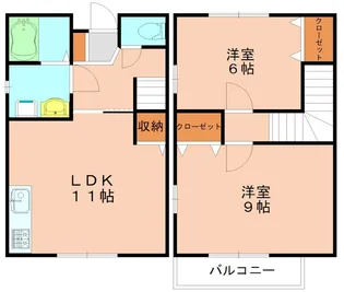 福岡県古賀市今の庄2丁目【アパート】の間取り