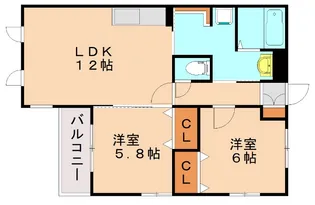 メゾンレーヴC.C【201号室】の間取り