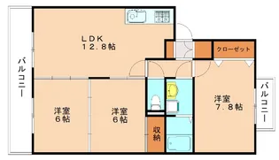 シャトーリキマス【403号室】の間取り