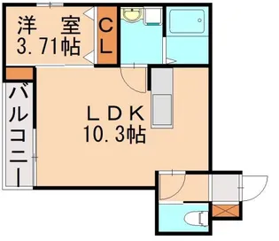 par bonehur古賀(パルボヌール)【101号室】の間取り