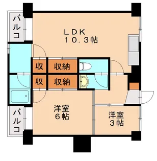 ビレッジハウス古賀 【3-407号室】の間取り