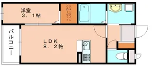 光陽マンション古賀天神【102号室】の間取り