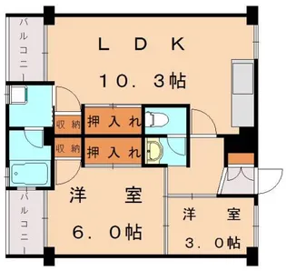 ビレッジハウス古賀【5-103号室】の間取り