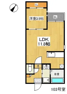 Grandtic ドリームハイツ【103号室】の間取り
