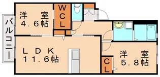 シティハイム大橋【2階】の間取り