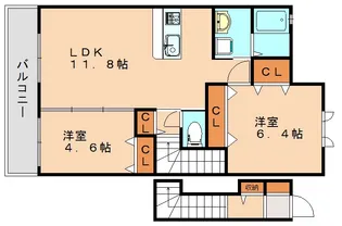 メゾンドゥ・大橋A【2階】の間取り