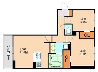 トリシア野多目I【1階】の間取り