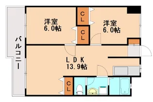 大橋アローハイム【405号室】の間取り