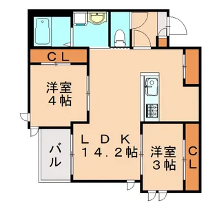 GRANDTIC COURT別府【2階】の間取り
