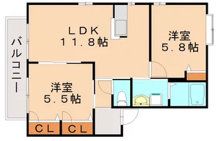 キャンベルハウス【102号室】の間取り