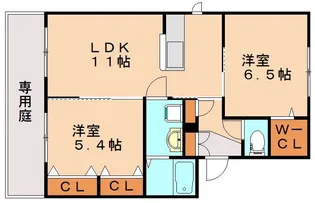 クウジィーコートC【201号室】の間取り